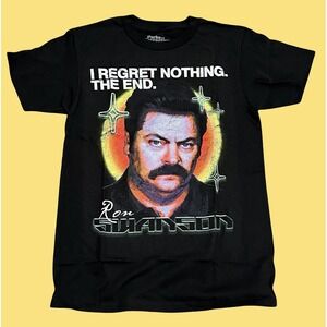 Parks and Recreation Ron Swanson Graphic T Shirt Black Unisex Small NWOT